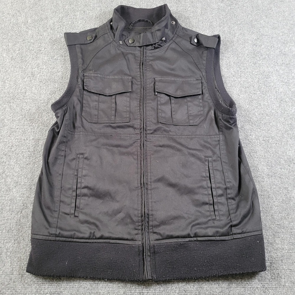 Ecko Unltd Vest Mens Small Black Utility Sleeveless Jacket Pockets Zip Workwear